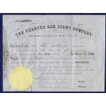 Great Britain 1845 The Chester Gas Light Company £20 share certificate