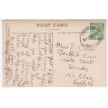 Essex 1913 -1/2d R.C. On postcard, 'Baythorpe End' Halstead, Rubber C.D.S