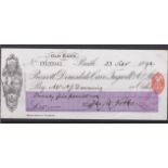 Prescott Dimsdale Cake Tugwell & Co Ltd-Old Bank, Bath-used order RO1.3.92-Black on white purple