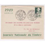 France 1949 Stamp Day FDC, SG 1054 on Official FDC