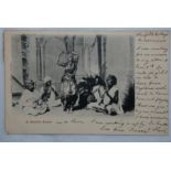India/Ethnic 1903 used postcard - A Nautch Scene - musicians and dancer used Cotadmuiro to Hunts