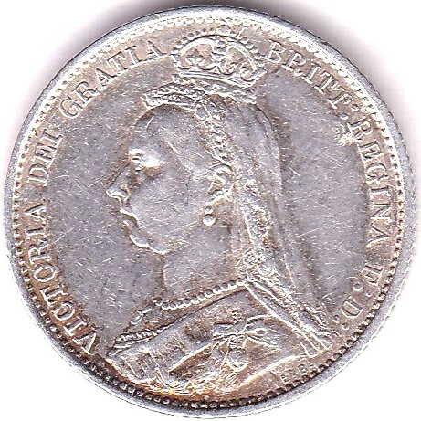 Great Britain Sixpence 1887 Jubilee Head Sixpence, EF - Image 3 of 3
