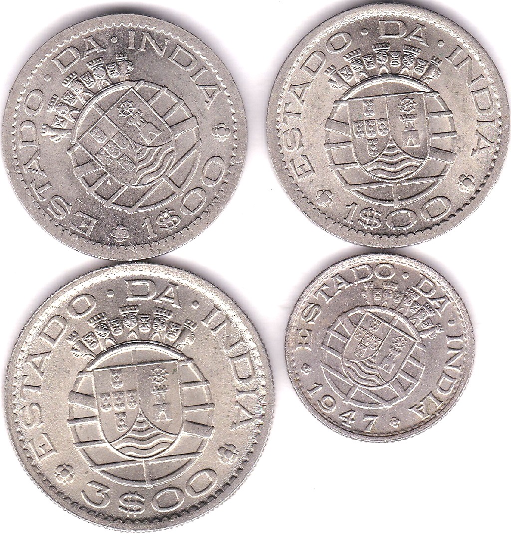 Portuguese India 1947 1/4 Rupia, KM25, UNC, Scarce, India 1959 3 Escudos, KM, BUNC, India 1958 - Image 2 of 3