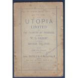 An Original Comic Opera programme - Utopia Ltd The Flowers of Progress, written by W.S. Gilbert