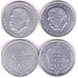 Germany 1929 (27 Oct) Hitler Token, Aluminium, 30mm, UNC and a 1930 (14 Sept) Hitler Token,