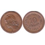 Portugal 1924 10 Centavos, EF, KM 573, Scarce