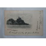 Hong Kong 1902 Postcard 'Light House' used to Surrey - central crease 'per Laos'