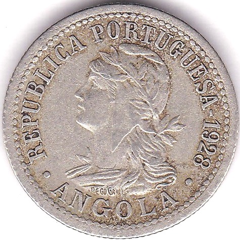 Angola 1928 10 Centavos (2 Macutas) GVF, KM 67 - Image 3 of 3