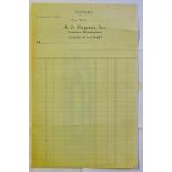 New York USA A J Pagani Inc engraved heading Blank Statement Form