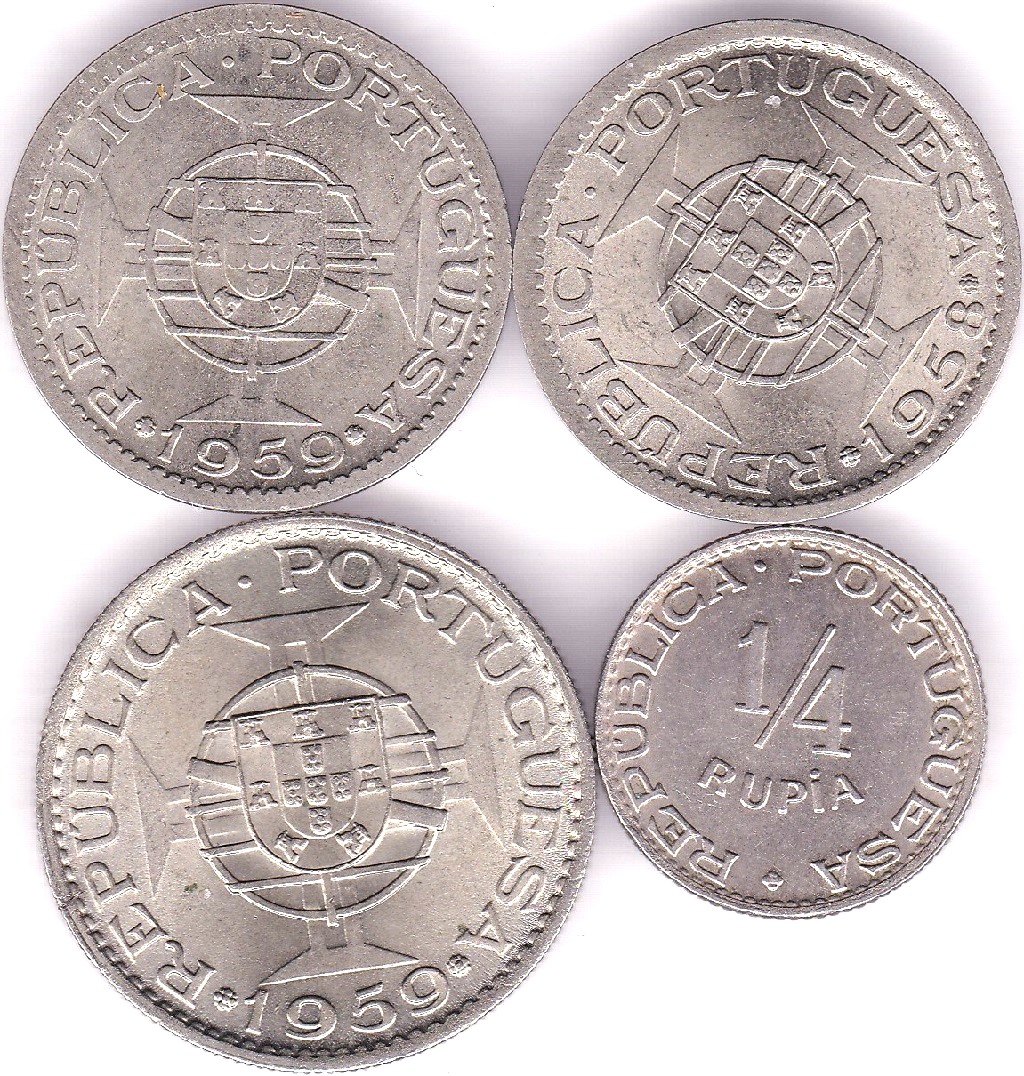 Portuguese India 1947 1/4 Rupia, KM25, UNC, Scarce, India 1959 3 Escudos, KM, BUNC, India 1958 - Image 3 of 3