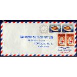 French Somaliland 1965 Airmail Env Esso East Africa Djibouti to Esso Export London with pair 1963
