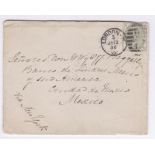 1886 EL-London onto Mexico, with 1883 4d, dull green(SG192) L/S New York on reverse Cat £200