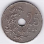 Belgium 1908 25 Centimes, Belgie, KM 63, GEF