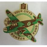 British WWII 'Your City's Bomber Fund' pin, Printed in England by Sprecklek & Evans (Nott's),