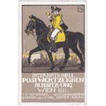 Austria/Exhibition 1911 Postal Exhibition Advertising Postal Postcard - early Postman on horseback
