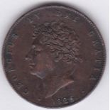 Great Britain 1826 George IV Halfpenny, GVF, S3824