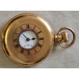 Gold Half Hunter Pocket Watch-10ct gold plated, by Dennison Working