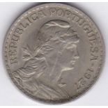 Portugal 1927 Escudo, AUNC, scarce in this grade, KM 578