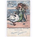 Fairy Tales - Hans Andersen's Fairy Tales, The Wild Swans (Eliza and the Swans), artist card by