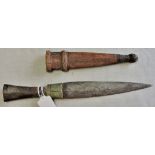 African Jambiya knife, leather bound with interesting brass hilt. An excellent example