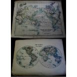 1889 CHART OF THE WORLD on MERCATORS PROJECTION 19”x14” (JOHNSON’S ATLAS)