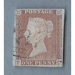 Great Britain 1841 1d pale red brown SG 9 VFU worn plate