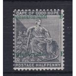 Bechuanaland Protectorate 1888 Cape of Goodhope halfpenny, Overprint Error - dramatic to left of