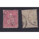 Switzerland 1862 definitive's S.G. 62 used, S.G. 66 used, cat value £181