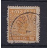Sweden 1858 24ore, orange, S.G. 9a, fine used, cds, UBDEVA...