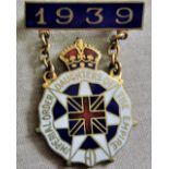 British WWII Brooch 'Imperial Order Daughters of the Empire' gilt and enamel, makers name 'Binks-