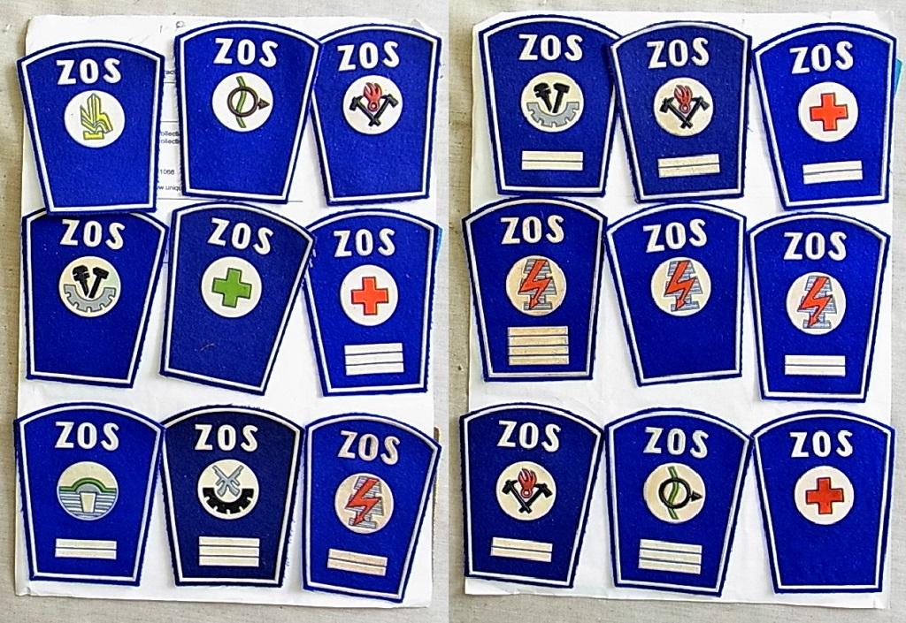 Polish 1950's Civil Defence Arm Patches (18) including: Medical, Fire Service, Electrical Services