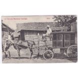 India 1911 Postcards - 'Calcutta Hackney Carriage' and Madras Hunt, - a family sitting in a row