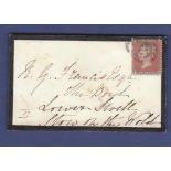 Great Britain 1856 Mourning Envelope Morton-in-Marsh to Stow-on-the Wold with 1841 1d red-brown, '