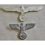German WWII Cap Eagles, two different patterns. One missing its pin. See Terms and Condition