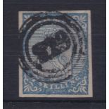 Norway 1855 4Sk blue, S.G. 1, four good margins, fine used, numeral cancel, slightly over inked,