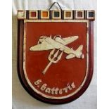 German WWII Flakkorps 6th Batterie (6th Anti-Aircraft Division (Wehrmacht) Wall Plaque, good