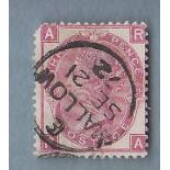 Great Britain 1867/80 3d rose PL 8 RA SG 103 Malow 21/9/72 cds. VFU small thin