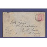 Sierra Leone 1901 env. Freetown to UK 1896 1d with Freetown c.d.s.