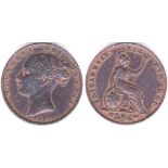 Great Britain 1850 Victoria Farthing, GVF, traces of lustre, low mintage SC3950