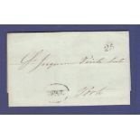 Portugal 1846 Pre Stamp Coimbra to Porto Neat entire with Coimbra & 25 in Black Porto receiving in