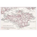 Isle of Wight - Map postcard by Bartholomew, Cycling and motor routes