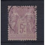 France 1877-90 5 Francs Lilac on pale lilac, S.G. 277, very fine used.