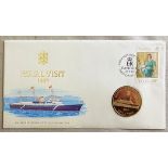 Guernsey 1989 Royal Visit FDC and £2 Coin. Official FDC