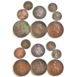 Great Britain 1739, 1884, 1886, 1894 Farthings, F to VF (4), 1771 George III Halfpenny, AVF S3774