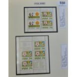 Poland 1974 World Cup Football championship miniature sheets S.G. M5 2303 and 2315 Michel block 59/