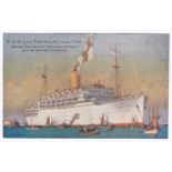 Shipping P&O R.M.S. Strathallan - fine colour artist card by Wilkinson