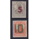 Poland 1919 Gniezno Provisional issue overprinted Germania Stamps S.G. 66-67 Michel 135-136 mint