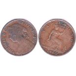 Great Britain 1860 Victoria Farthing, beaded, AVF, S3958