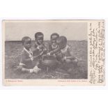 South Africa/Ethnic 1905 Postcard - Young native children sit around a cooking pot