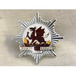 Powys Fire Service 1980's Obsolete cap badge, an excellent enamelled badge.